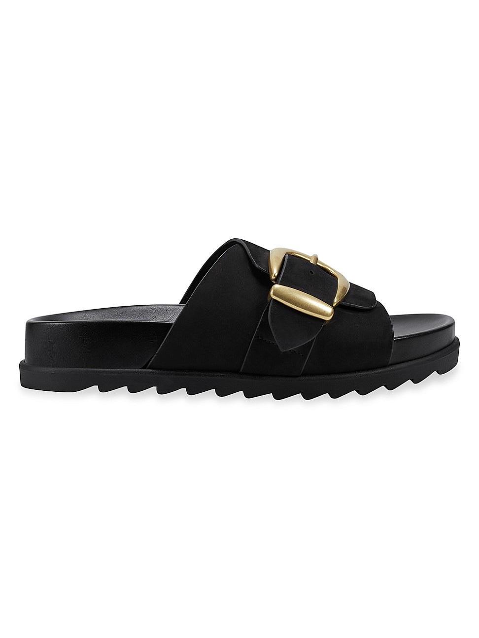 Leather Buckle Easy Slide Sandals Product Image