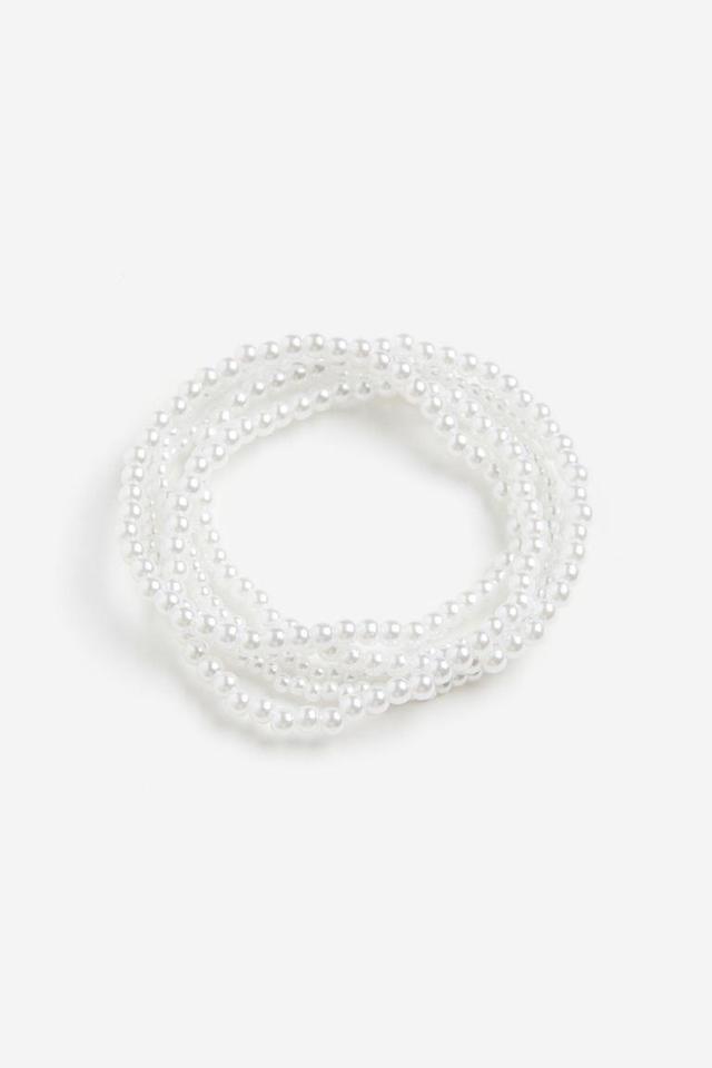 H & M - 5-pack Beaded Bracelets - White Product Image