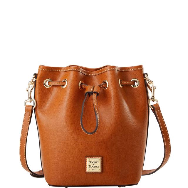 Dooney & Bourke Womens Saffiano Small Drawstring Leather Crossbody Bag in Natural Product Image