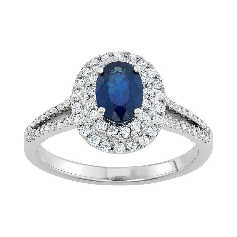 Simply Vera Vera Wang 14k White Gold Sapphire & 1/4 Carat T.W. Diamond Ring, Womens Product Image