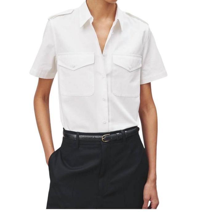 Natalie Short Sleeve Button Up Shirt In White Product Image