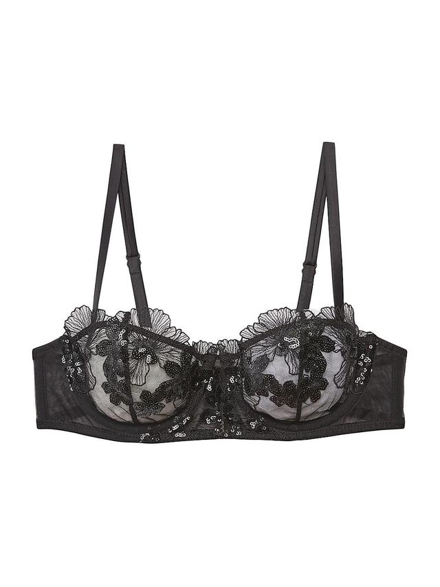 Womens Sequin Violet Embroidered Balconette Bra Product Image