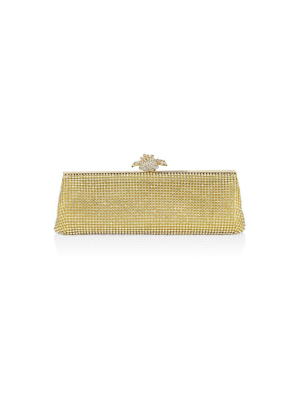 Womens Flower Crystal Mesh Clutch Product Image