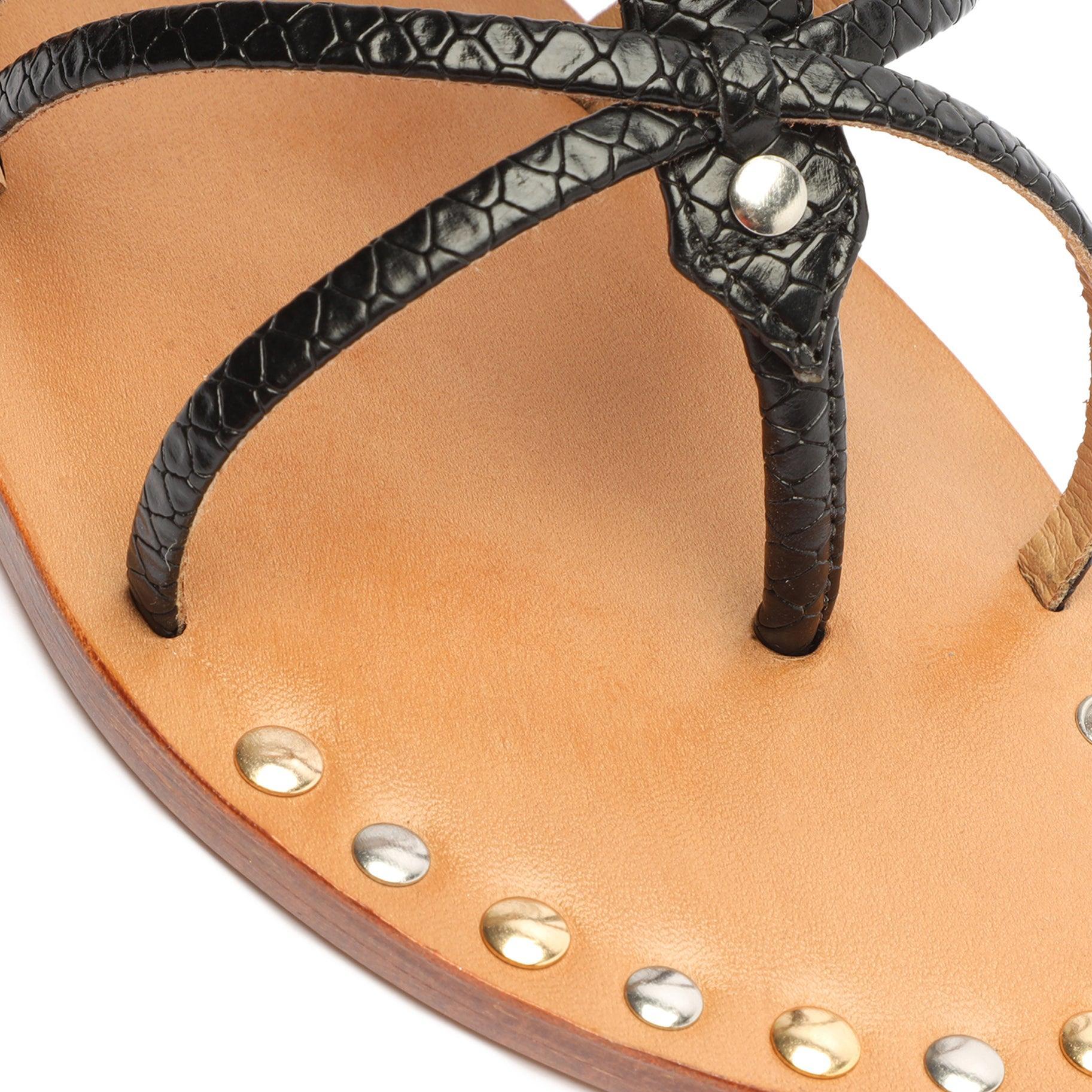 Malaya Casual Snake-Embossed Leather Sandal Female Product Image