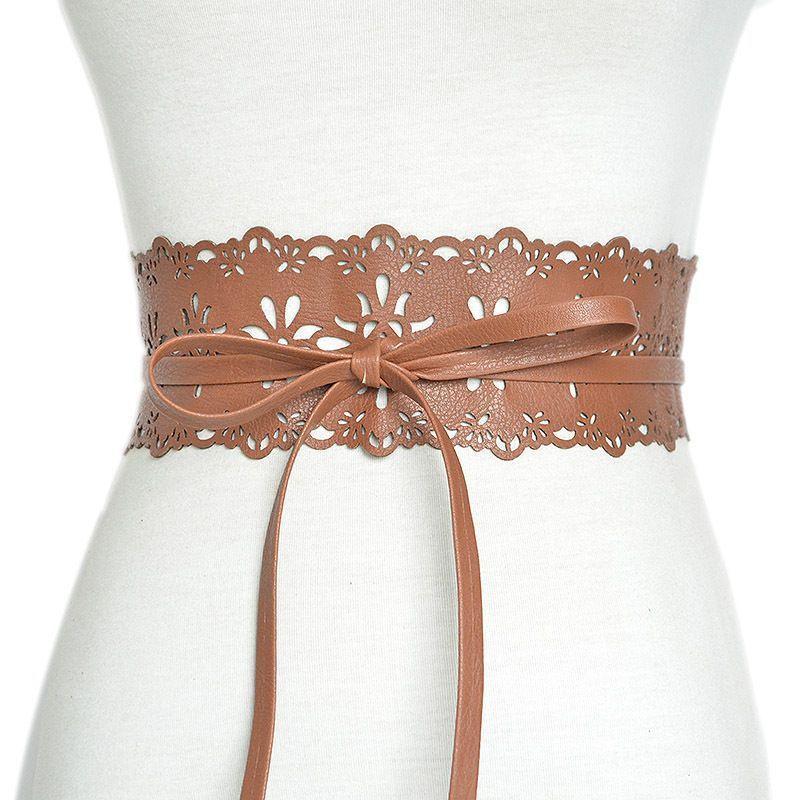 Faux Leather Lace Wide Belt Product Image