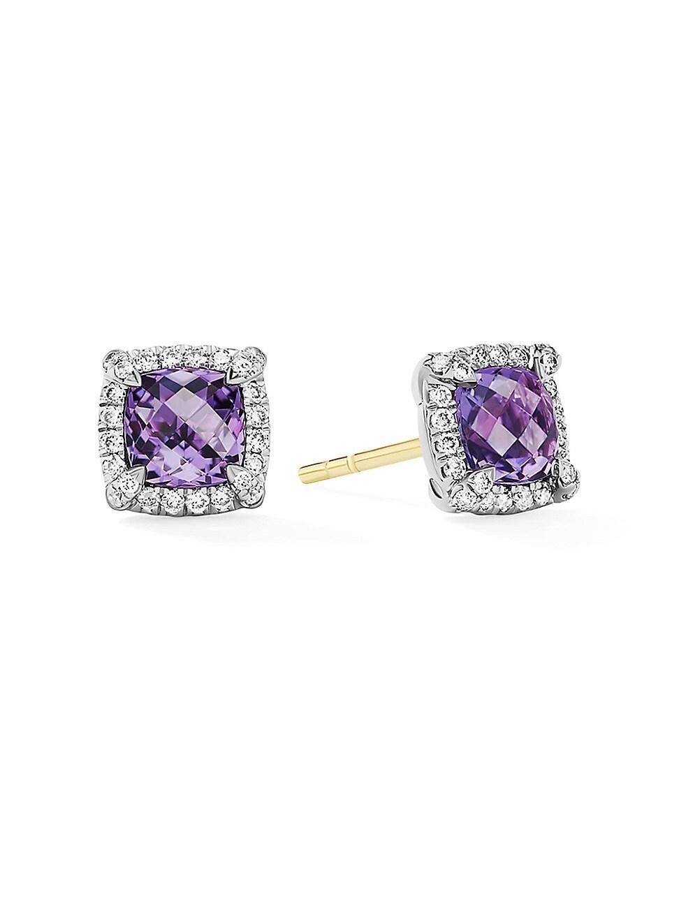 Womens Petite Chtelaine Pav Bezel Stud Earrings With Diamonds Product Image