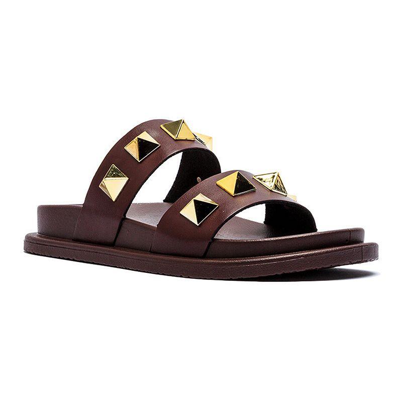 Qupid Alarm Womens Strap Sandals Brown Product Image