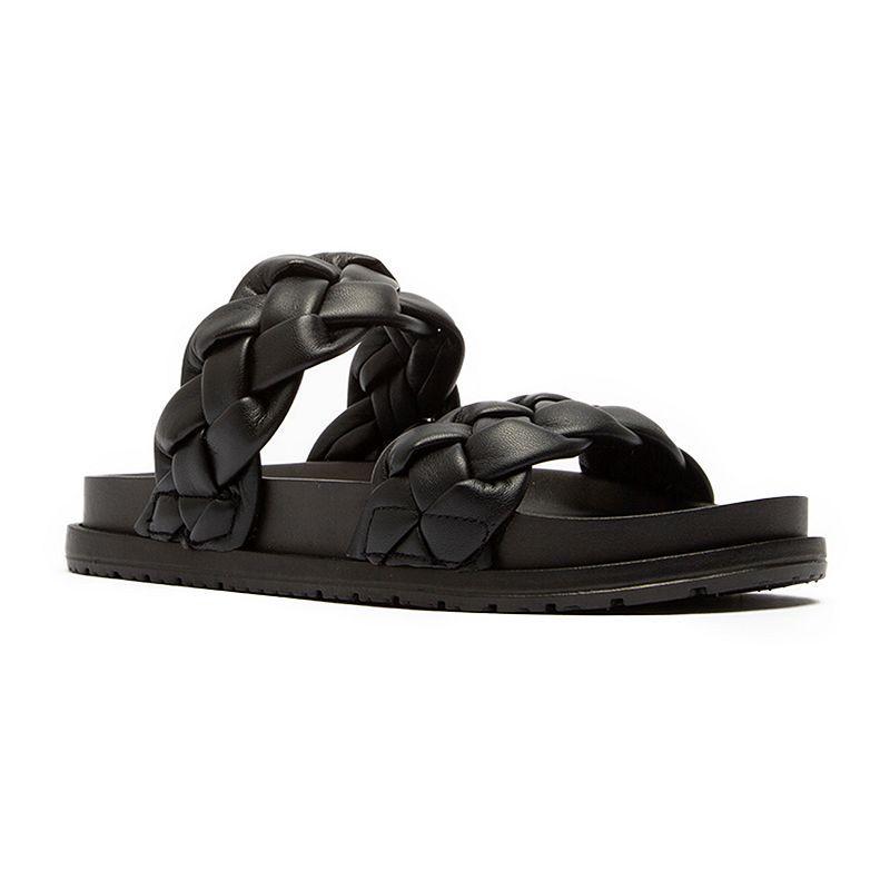 Qupid Albina-01 Womens Double Band Slide Sandals Black product image