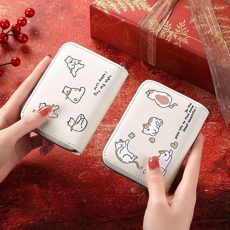 Cartoon Print Faux Leather Card Holder Product Image