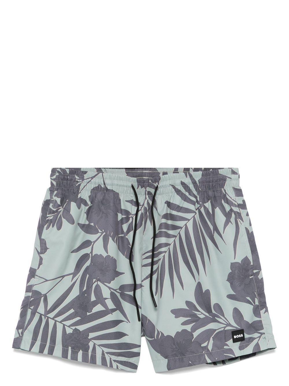 HUGO BOSS Seasonal-print Swim Shorts In Green Product Image