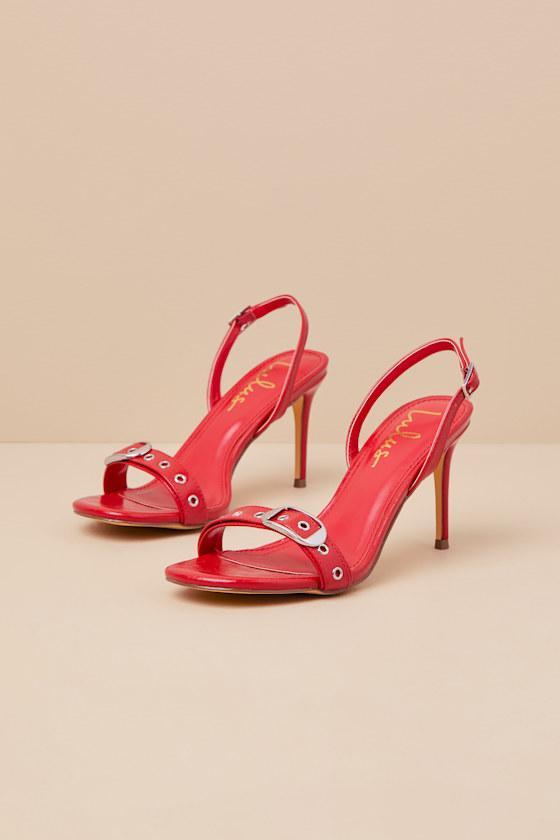 Cleore Red Slingback Buckle High Heel Sandals product image