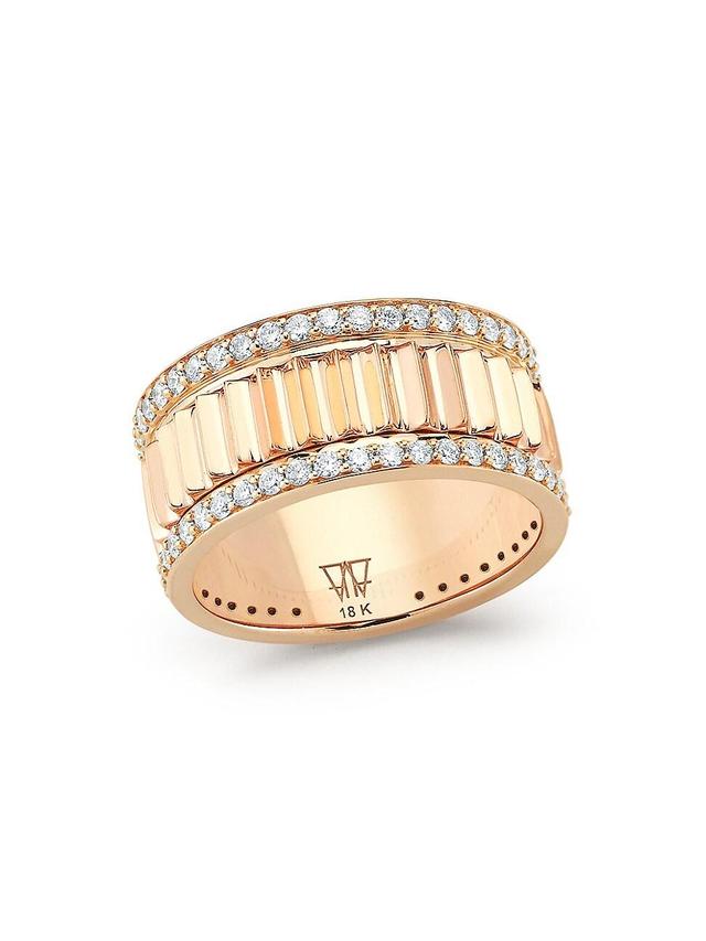 Womens Clive 18K Rose Gold & Diamond Fluted Band Ring Product Image