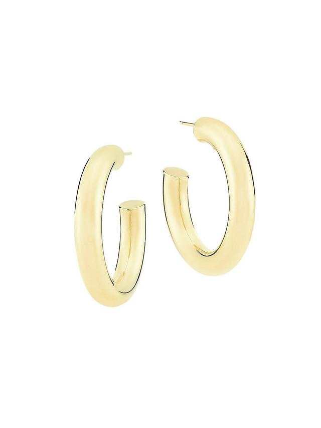 Womens 14K Yellow Gold Tubular Hoop Earrings/5MM x 30MM Product Image