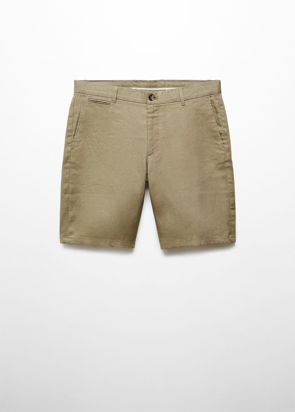 MANGO MAN - Slim fit 100% linen Bermuda shorts khakiMen Product Image