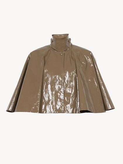 Short cape in lacquered shiny cotton Product Image