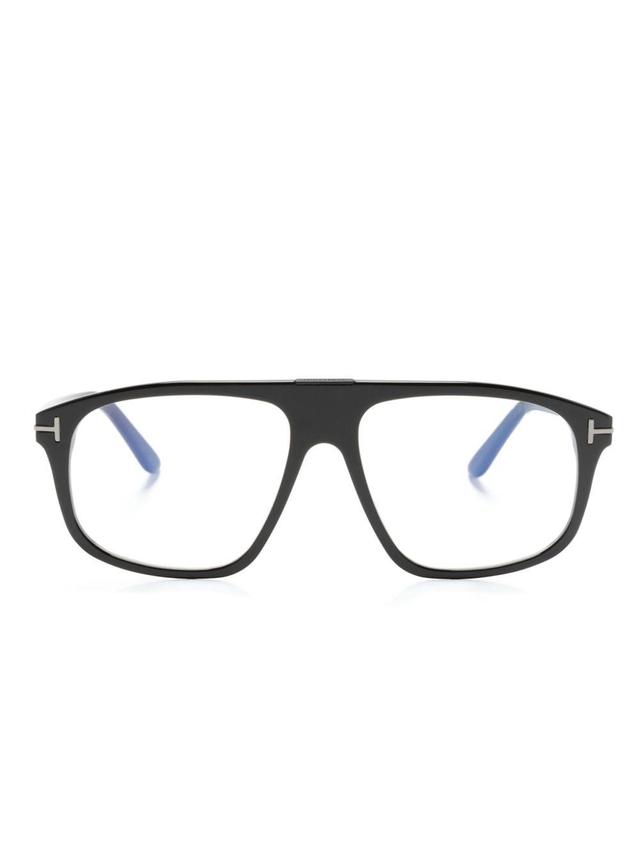 Logo-plaque Square-frame Glasses In Black Product Image