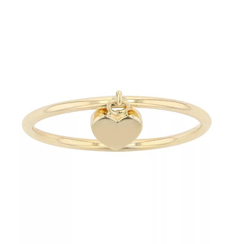 14k Gold Dangle Heart Ring, Womens Yellow Product Image