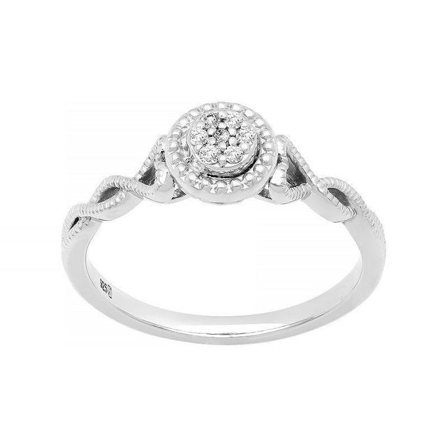 Love Always Sterling Silver Diamond-Accent Halo Twist Promise Ring, Womens Product Image