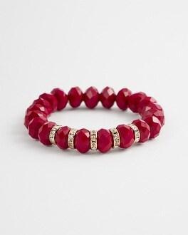 Red Beaded Charm Stretch Bracelet Product Image