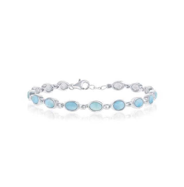 Sterling Silver Larimar Oval Bracelet, Womens Silvertone Product Image