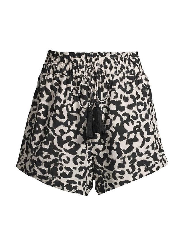 Womens Vicki Leopard Drawstring Shorts Product Image