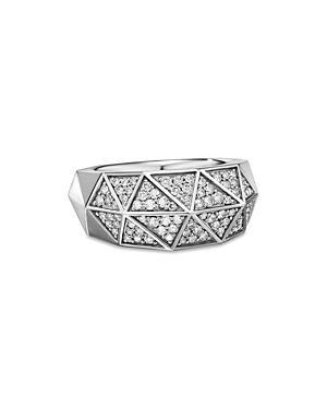 Mens Torqued Faceted Signet Ring in Sterling Silver Product Image