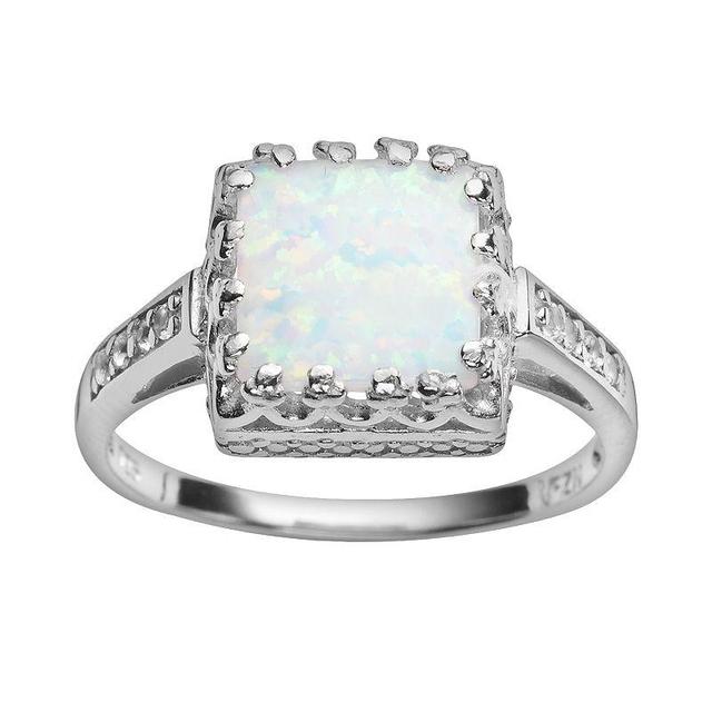 Designs by Gioelli Sterling Silver Lab-Created Opal and Lab-Created White Sapphire Crown Ring, Womens Product Image