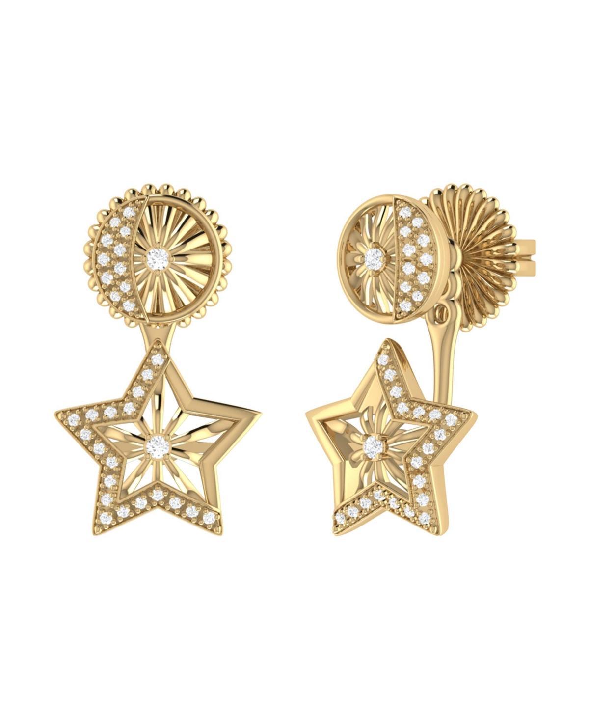 LuvMyJewelry Lucky Star Design Sterling Silver Diamond Stud Women Earring Product Image