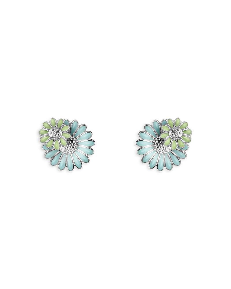 Womens Daisy Sterling Silver & Enamel Layered Stud Earrings Product Image