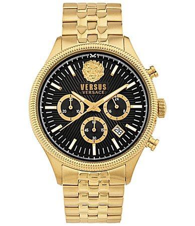 Versus Versace Mens Chronograph Date Quartz Colonne Gold-Tone, black Stainless Steel Bracelet 44mm Product Image