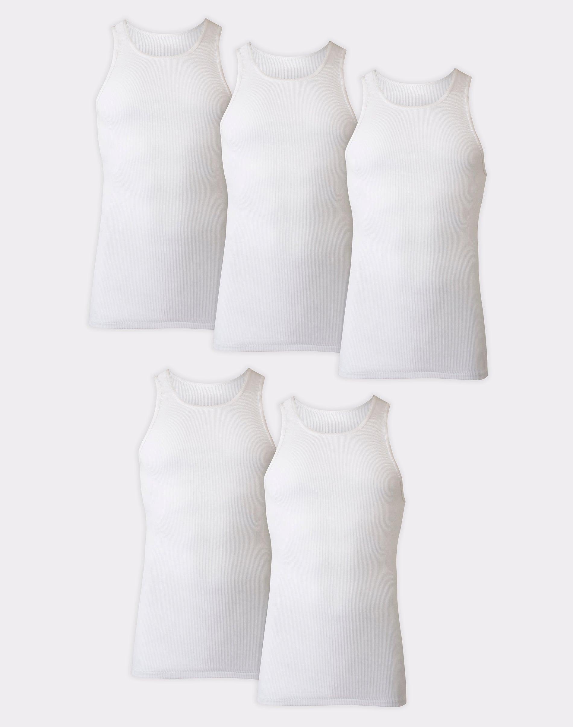 Hanes Ultimate Big Mens White Tank Top Undershirt Pack, Cotton, 5-Pack, ( & Tall Sizes) 2XB Product Image