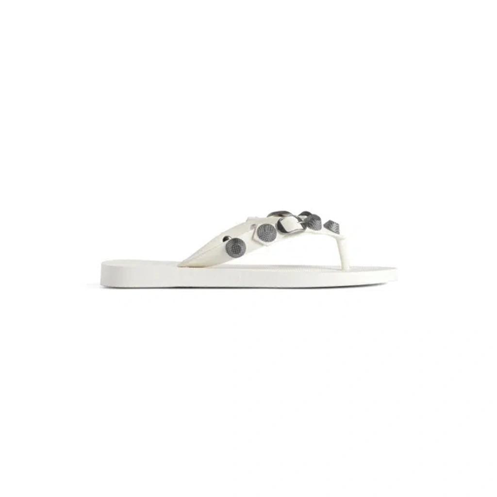 BALENCIAGA Cagole Studded Flip Flop Sandals In White Product Image