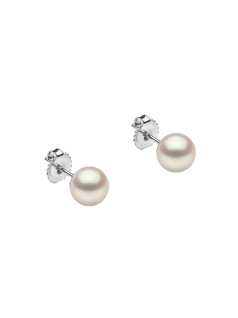 Womens 14K White Gold & 8-8.5MM Cultured Freshwater Pearl Stud Earrings Product Image