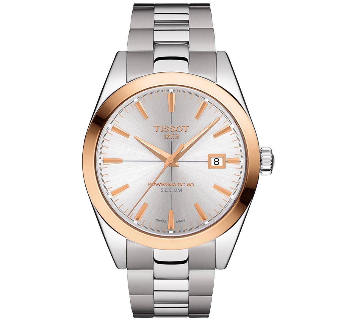 Tissot Mens Swiss Automatic Gentleman Stainless Steel Bracelet Watch 40mm - Silver Product Image