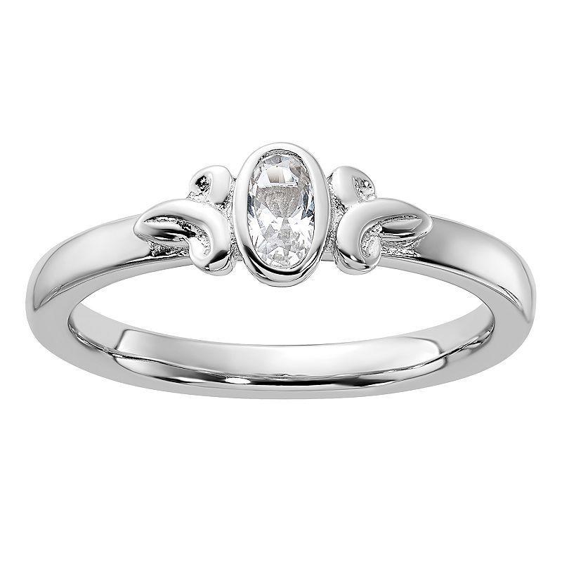 Stacks & Stones Sterling Silver Stackable Lab-Created White Sapphire Ring, Womens Product Image