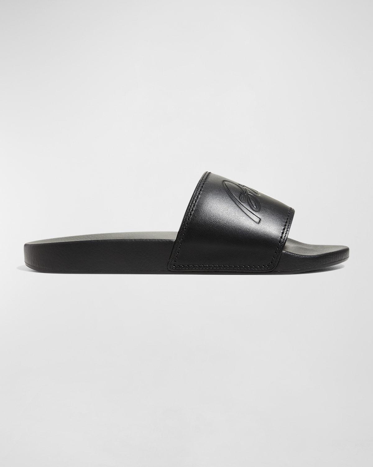 Mens Leather and Rubber Slide Sandals Product Image