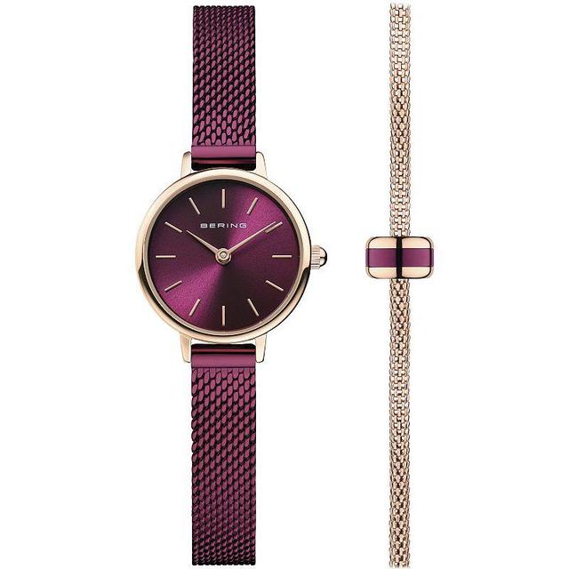 BERING Womens Purple Mesh Strap Watch with Mesh Bracelet & Charm - 11022-969GH1 Product Image