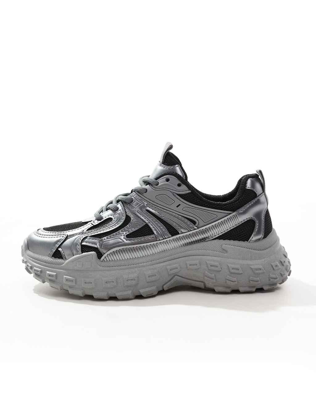 SEQWL Wolf chunky sneakers in metallic mix  Product Image