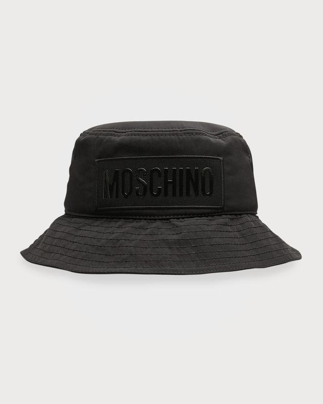 Moschino Men's Tonal Logo Nylon Bucket Hat  - BLACK Product Image