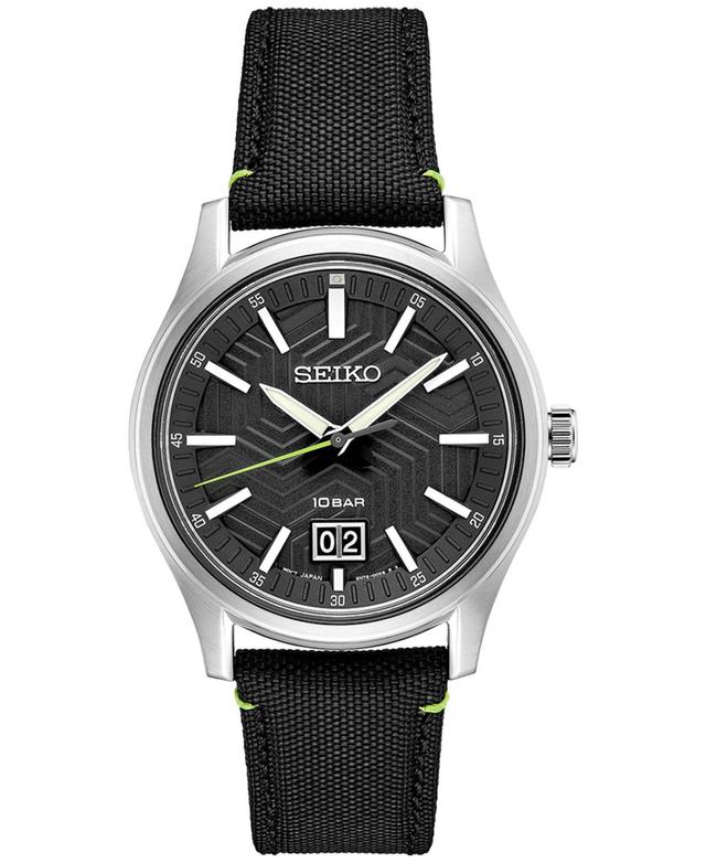 Seiko Mens Essentials Black Nylon Strap Watch 40mm Product Image