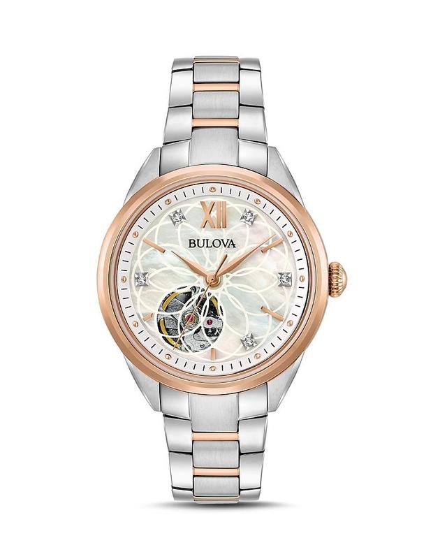 Bulova Womens Sutton Classic Quartz Analog Stainless Steel And Rose Gold Accent Bracelet Watch Product Image