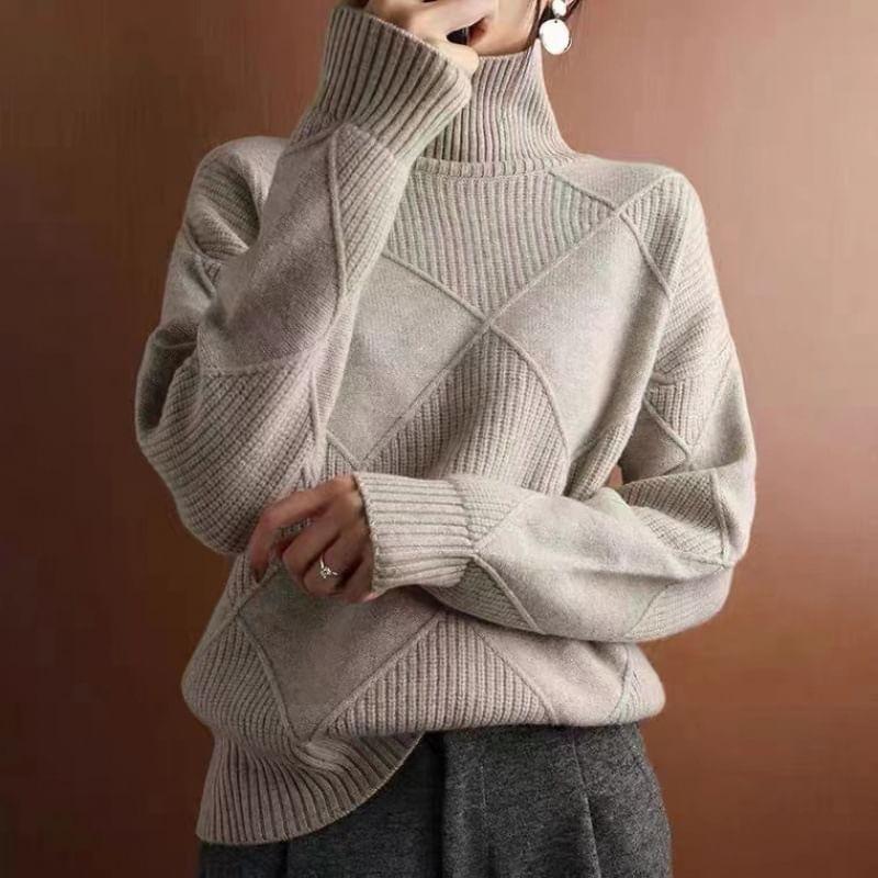 Turtleneck Plain Sweater Product Image