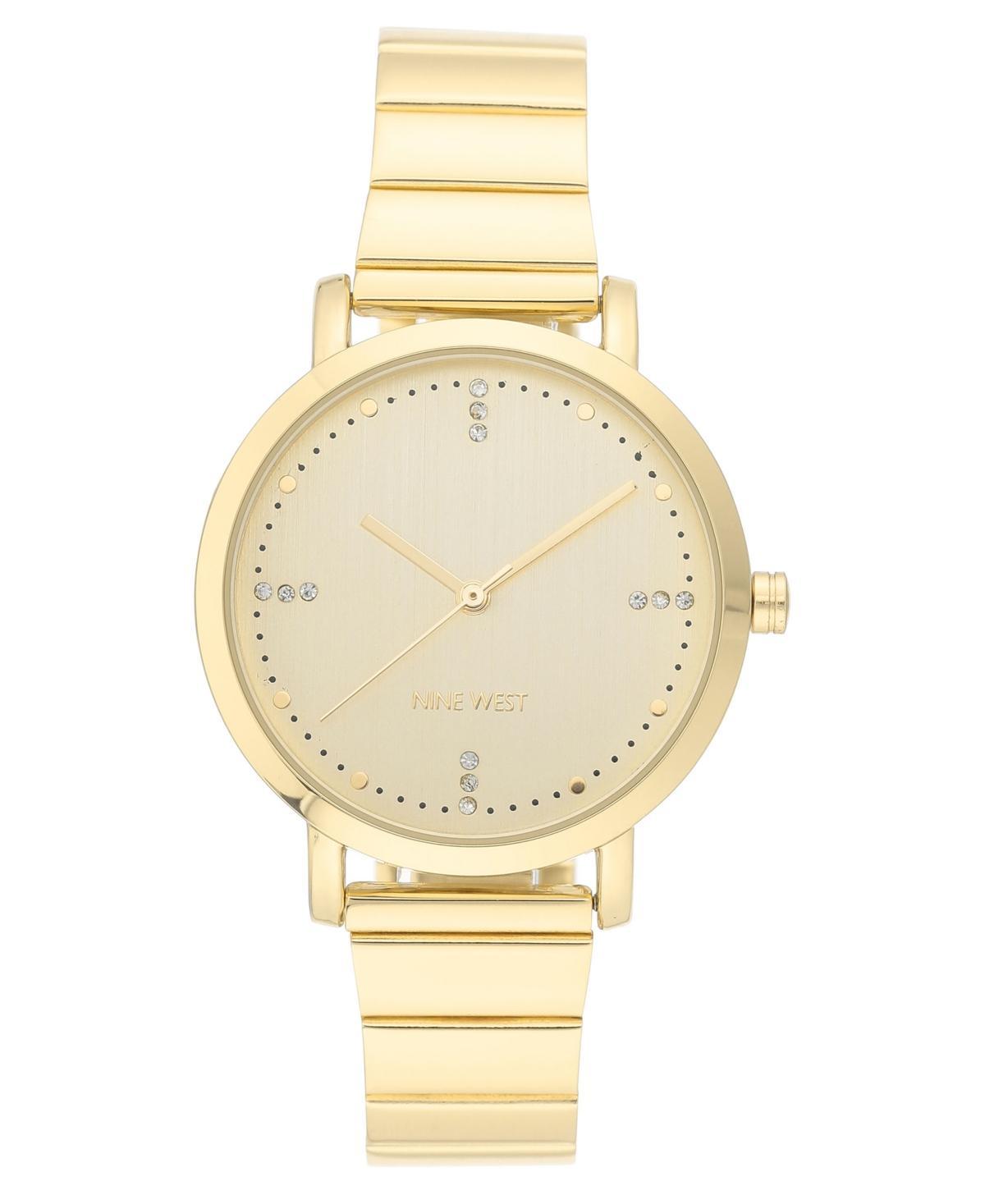 Nine West Womens Quartz Gold-Tone Stainless Steel Cut Edge Bracelet Watch, 36mm Product Image