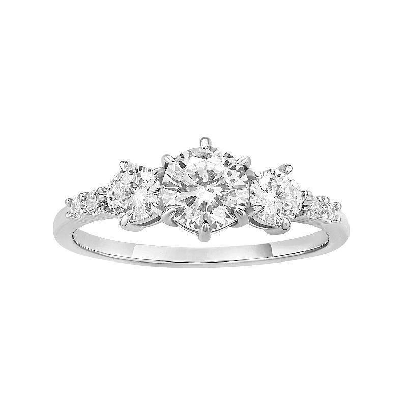 PRIMROSE Sterling Silver Triple Graduated Cubic Zirconia Ring, Womens Sterling Clear Product Image