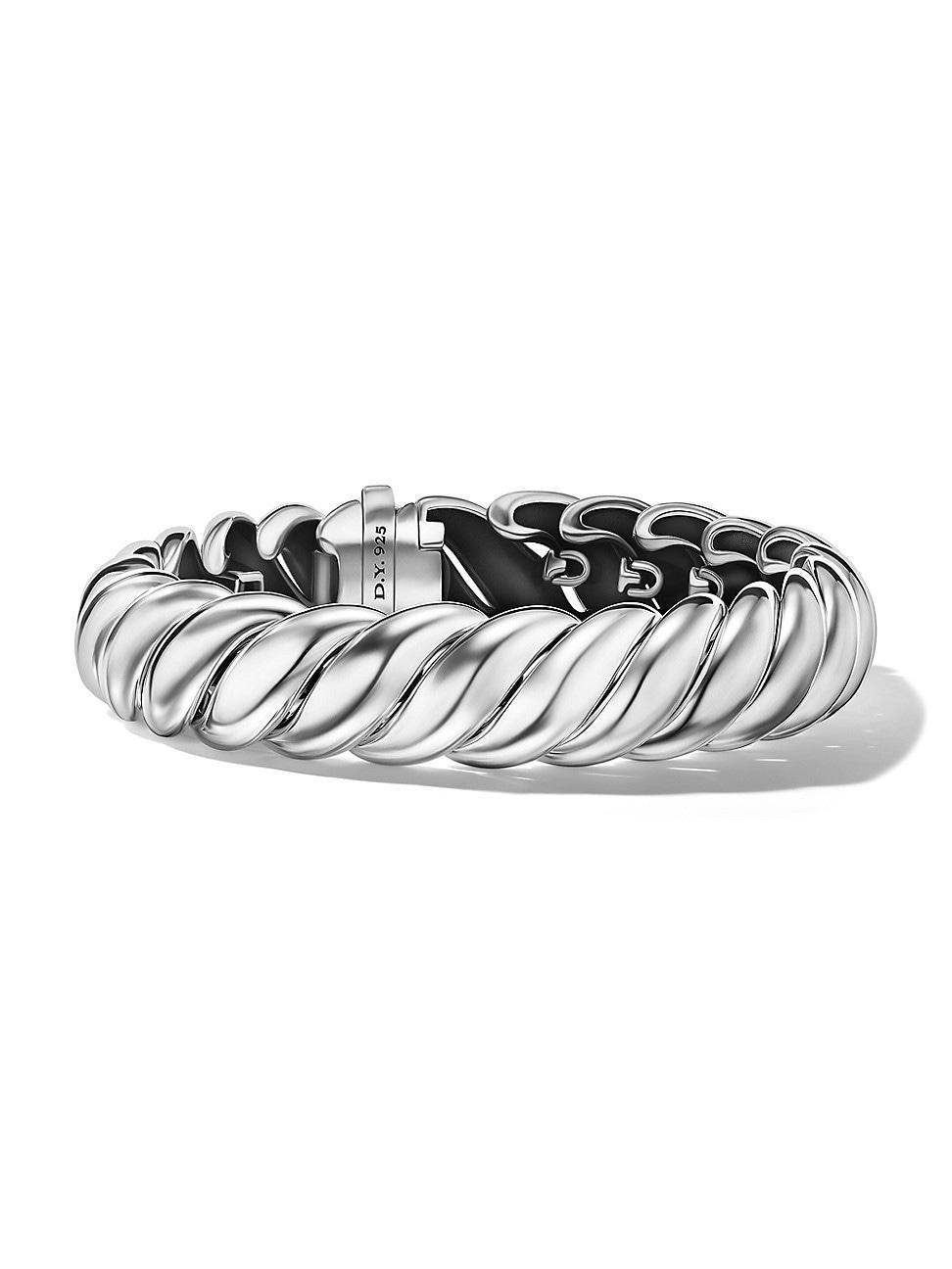 Womens Sculpted Cable Bracelet In Sterling Silver Product Image