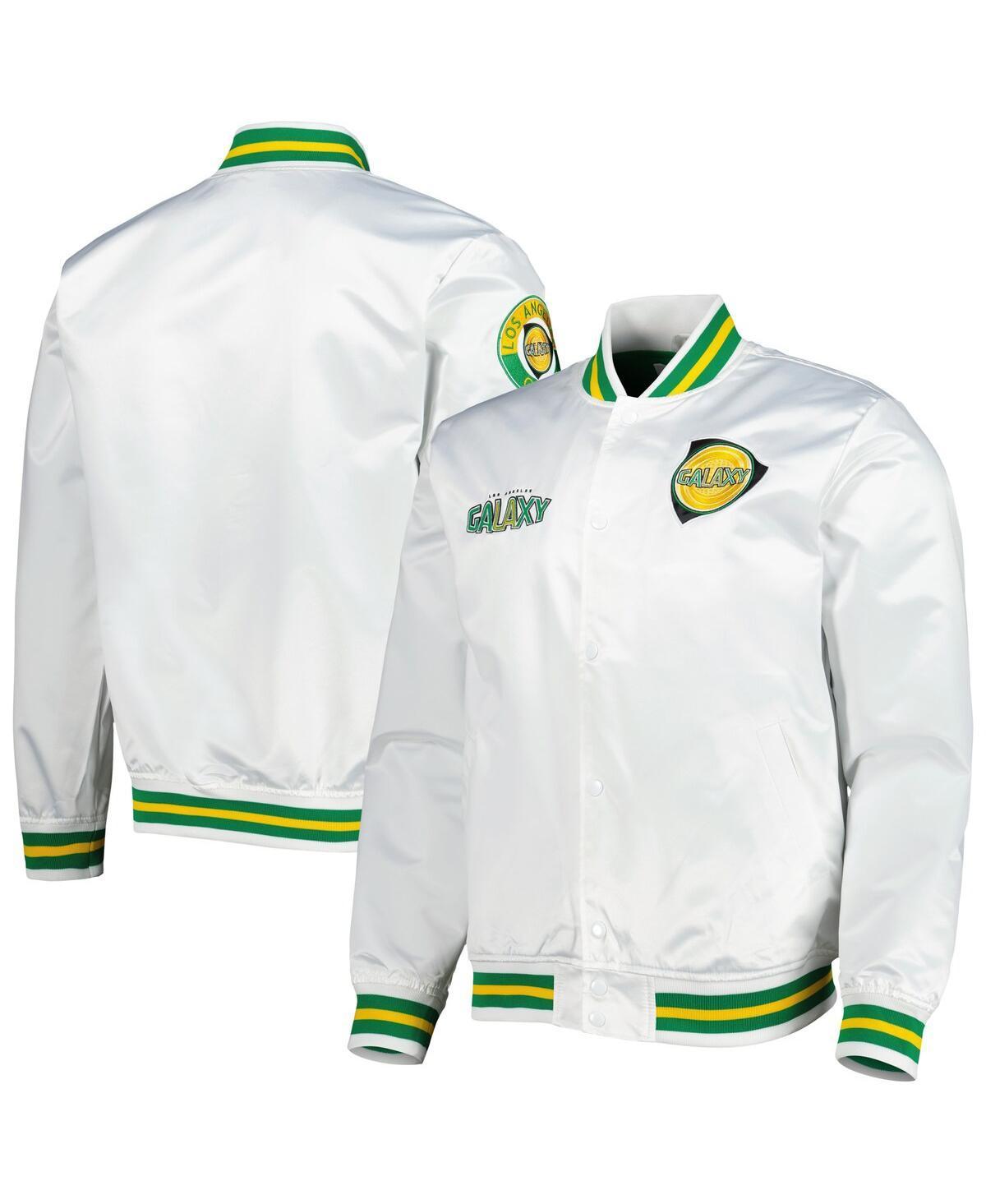 Mens Mitchell & Ness White La Galaxy City Full-Snap Satin Jacket Product Image