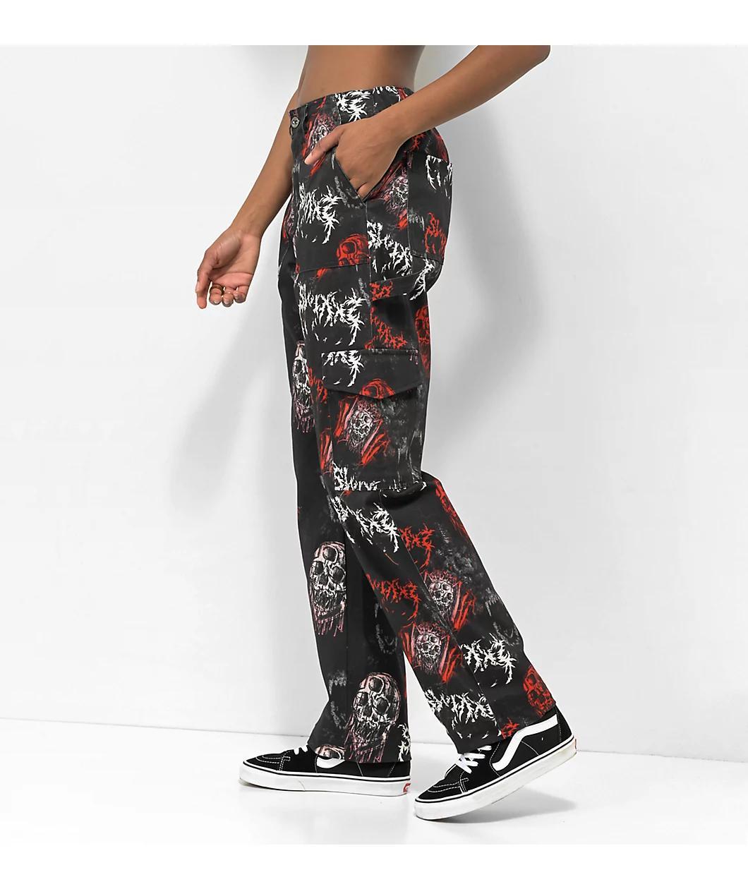 SWIXXZ Monster Pattern Black Cargo Pants Product Image