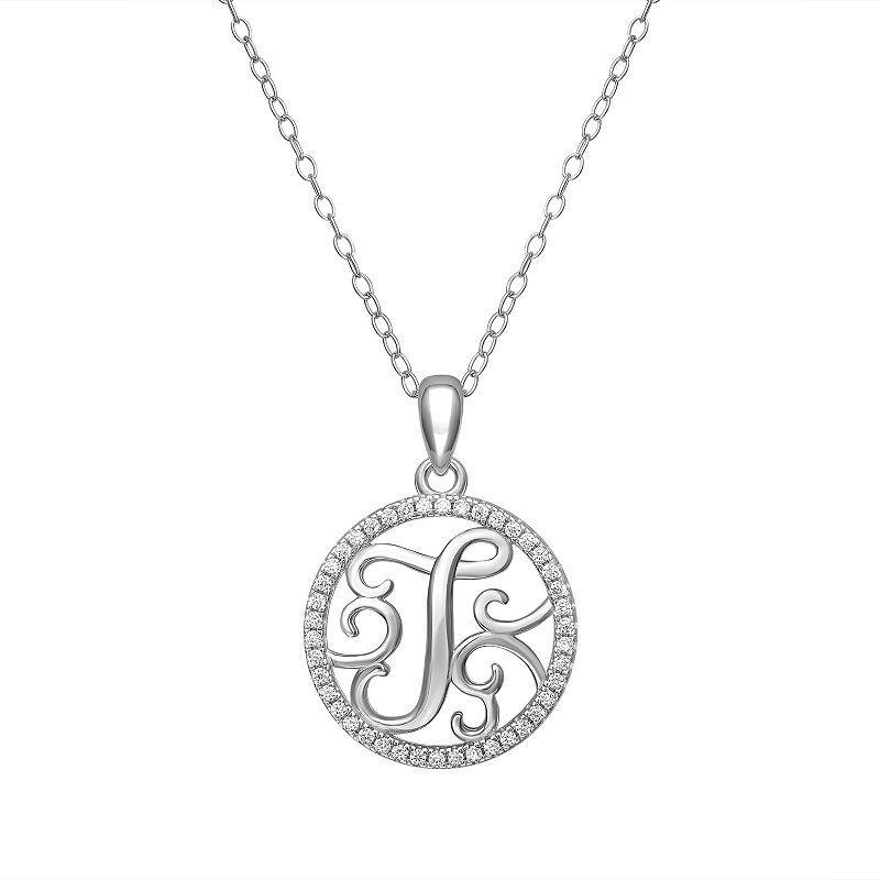 PRIMROSE Sterling Silver Cubic Zirconia Initial Pendant Necklace, Womens Product Image