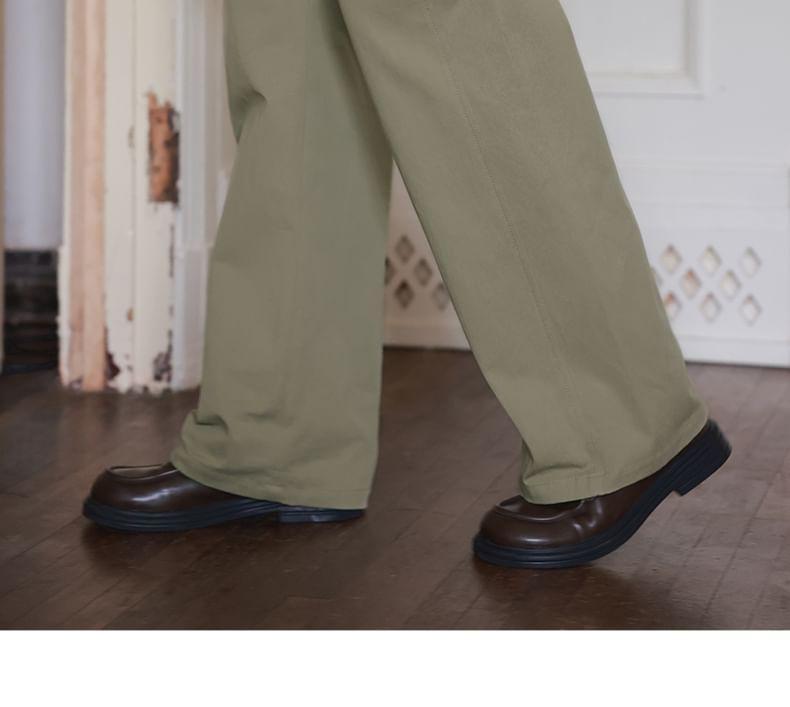 High Rise Plain Loose Fit Slacks Product Image