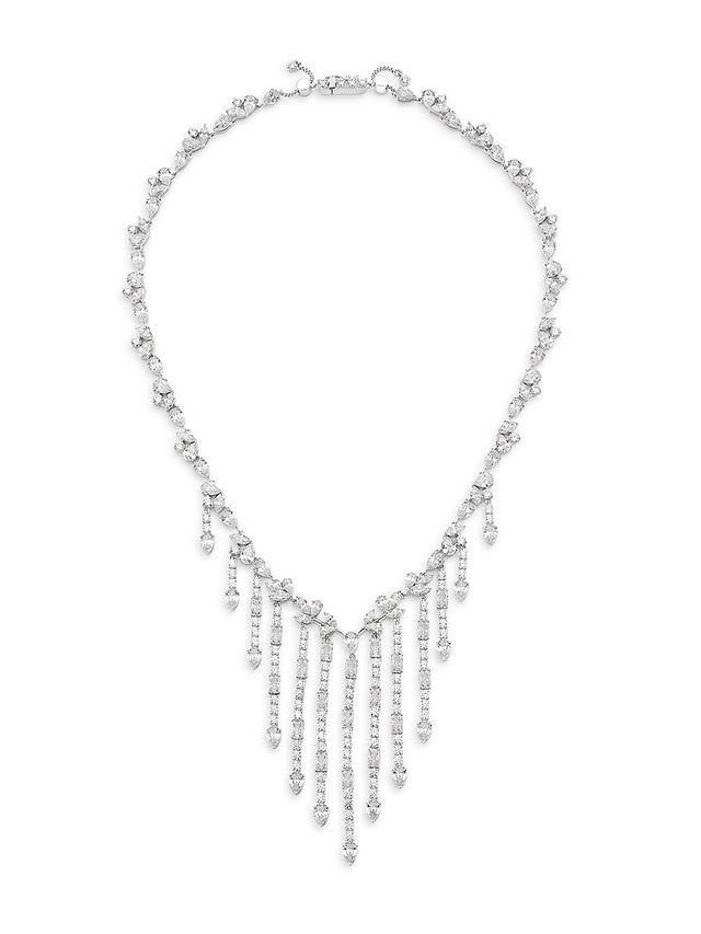 Womens Versailles Sterling Silver & Cubic Zirconia Fringe Necklace Product Image